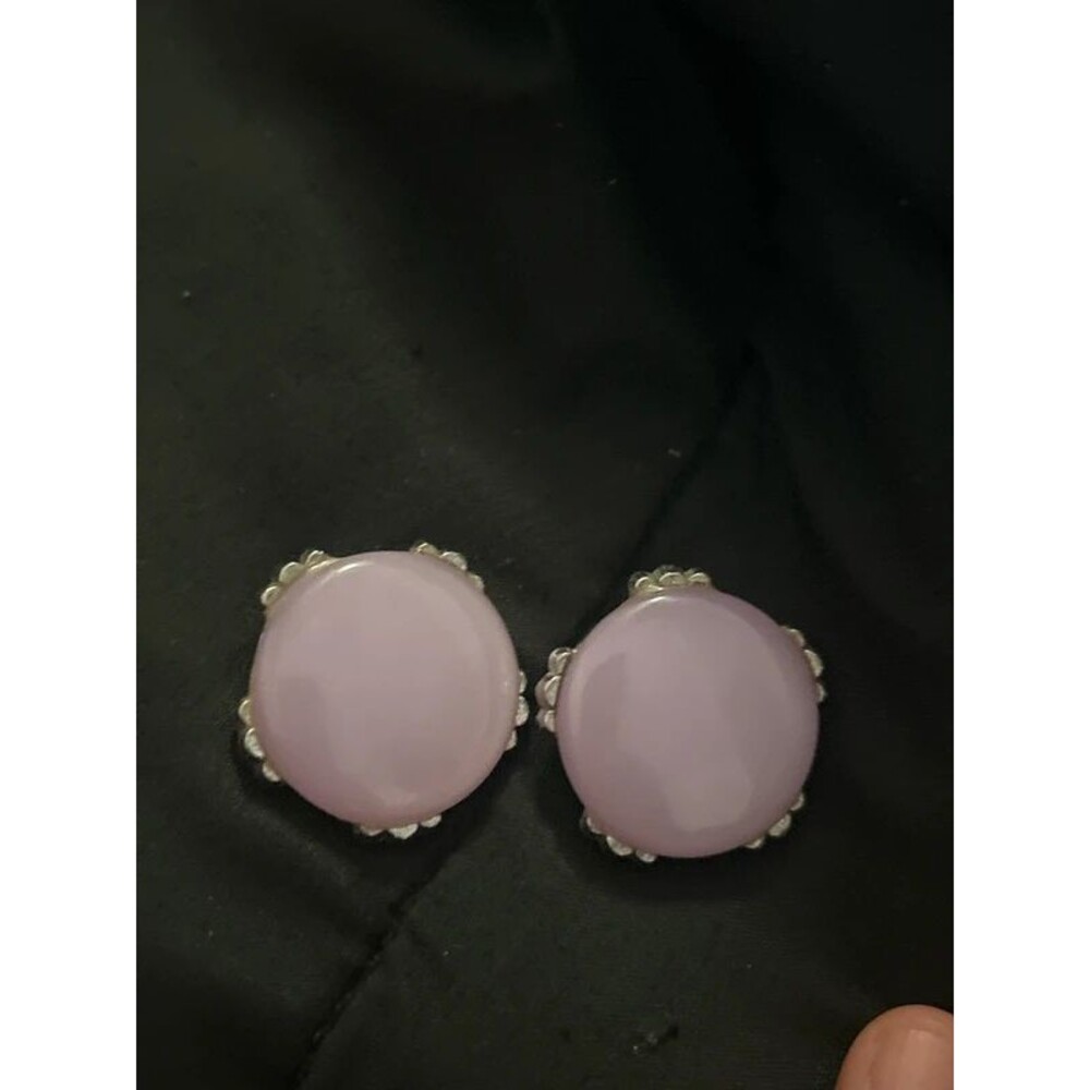 Vintage Style Pink Cabochon Clip-On Earrings